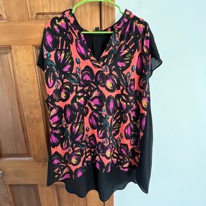 Worthington Floral High Low Tank Blouse Plus 2X